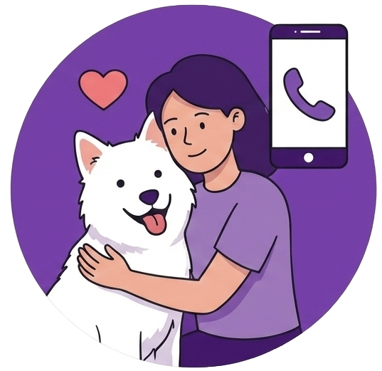 Owner reuniting with dog